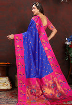 Load image into Gallery viewer, Blue Silk Paithani Saree