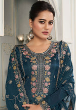 Load image into Gallery viewer, Blue Silk Pant Style Suit