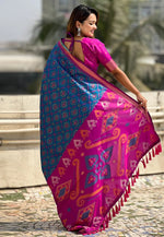 Load image into Gallery viewer, Blue Silk Patola Saree
