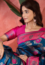 Load image into Gallery viewer, Blue Silk Saree With Blouse