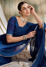 Load image into Gallery viewer, Blue Silk Saree With Blouse