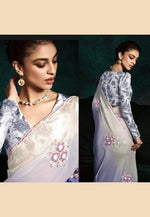 Load image into Gallery viewer, Blue Tissue Saree With Blouse