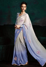 Load image into Gallery viewer, Blue Tissue Saree With Blouse