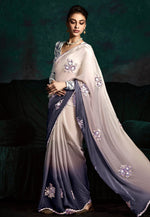 Load image into Gallery viewer, Blue Tissue Saree With Blouse