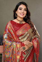 Load image into Gallery viewer, Brown Banarasi Silk Saree With Blouse