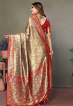 Load image into Gallery viewer, Brown Banarasi Silk Saree With Blouse