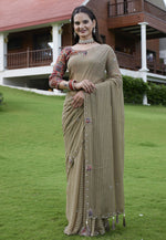 Load image into Gallery viewer, Brown Georgette Saree With Blouse