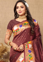 Load image into Gallery viewer, Brown Silk Saree With Blouse