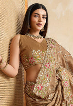 Load image into Gallery viewer, Brown Silk Saree With Blouse