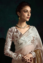 Load image into Gallery viewer, Brown Tissue Half N Half Saree