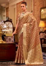 Load image into Gallery viewer, Brown Tissue Silk Saree With Blouse