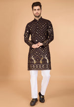 Load image into Gallery viewer, Brown Viscose Rayon Kurta Pajama