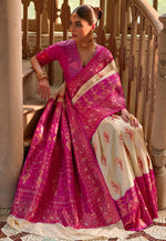 Load image into Gallery viewer, Cream Banarasi Silk Saree With Blouse