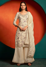 Load image into Gallery viewer, Cream Chinon Pakistani Suit