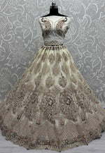 Load image into Gallery viewer, Cream Net Net Wedding Lehenga Choli