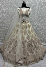 Load image into Gallery viewer, Cream Net Net Wedding Lehenga Choli