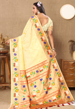 Load image into Gallery viewer, Cream Silk Paithani Saree