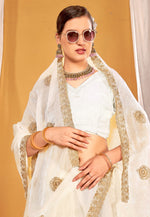 Load image into Gallery viewer, Cream Silk Saree With Blouse