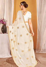 Load image into Gallery viewer, Cream Silk Saree With Blouse