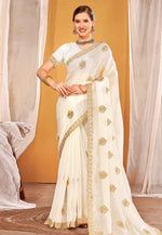 Load image into Gallery viewer, Cream Silk Saree With Blouse