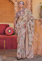 Load image into Gallery viewer, Cream Silk Saree With Blouse