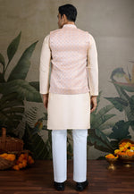 Load image into Gallery viewer, Cream Viscose Kurta Pajama With Jacket