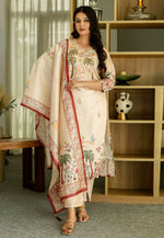 Load image into Gallery viewer, Cream Viscose Readymade Pakistani Suit
