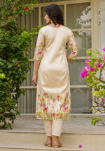 Load image into Gallery viewer, Cream Viscose Readymade Pant Style Suit