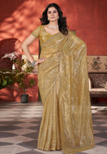 Load image into Gallery viewer, Golden Tissue Sequence Saree