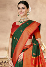 Load image into Gallery viewer, Green Art Silk Paithani Saree