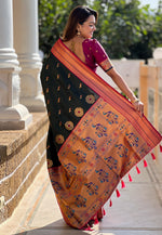 Load image into Gallery viewer, Green Banarasi Silk Saree
