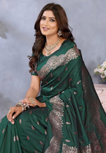 Load image into Gallery viewer, Green Banarasi Silk Saree