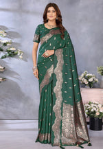 Load image into Gallery viewer, Green Banarasi Silk Saree