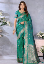 Load image into Gallery viewer, Green Banarasi Silk Saree