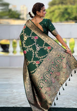 Load image into Gallery viewer, Green Banarasi Silk Saree