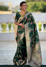 Load image into Gallery viewer, Green Banarasi Silk Saree