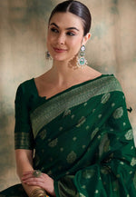 Load image into Gallery viewer, Green Banarasi Silk Saree