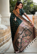 Load image into Gallery viewer, Green Banarasi Silk Saree
