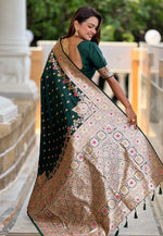 Load image into Gallery viewer, Green Banarasi Silk Saree
