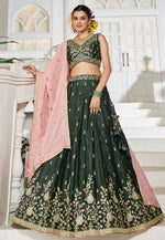 Load image into Gallery viewer, Green Chiffon Circular Lehenga Choli