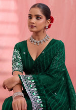 Load image into Gallery viewer, Green Chiffon Saree With Blouse