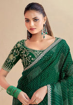Load image into Gallery viewer, Green Chiffon Saree With Blouse