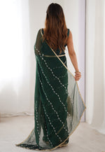 Load image into Gallery viewer, Green Chiffon Saree With Blouse