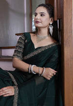 Load image into Gallery viewer, Green Chiffon Saree With Blouse