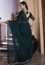 Load image into Gallery viewer, Green Chiffon Saree With Blouse