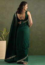 Load image into Gallery viewer, Green Chiffon Saree With Blouse