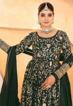 Load image into Gallery viewer, Green Georgette Readymade Anarkali Suit