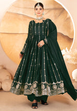 Load image into Gallery viewer, Green Georgette Readymade Long Anarkali Suit