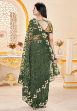 Load image into Gallery viewer, Green Net Saree With Blouse