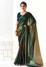 Load image into Gallery viewer, Green Organza Half N Half Saree